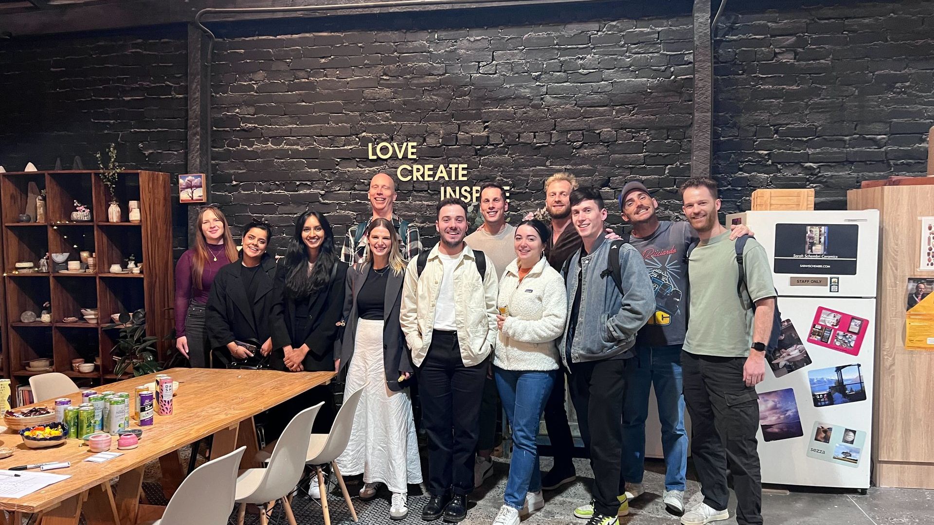 Overdose Melbourne marketing team at a pottery workshop, April 2025